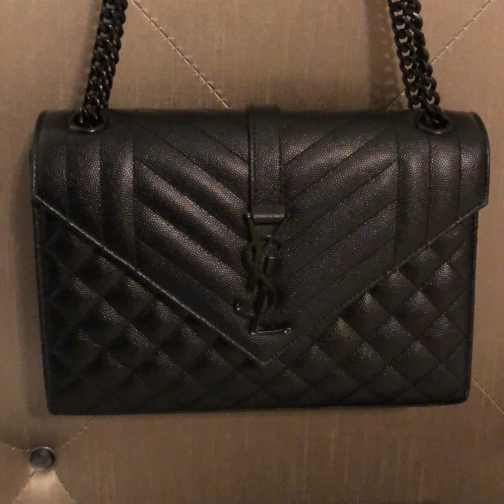 YSL Envelope Medium Bag (Black)